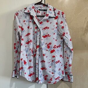 Ralph Lauren Red Floral Striped Shirt